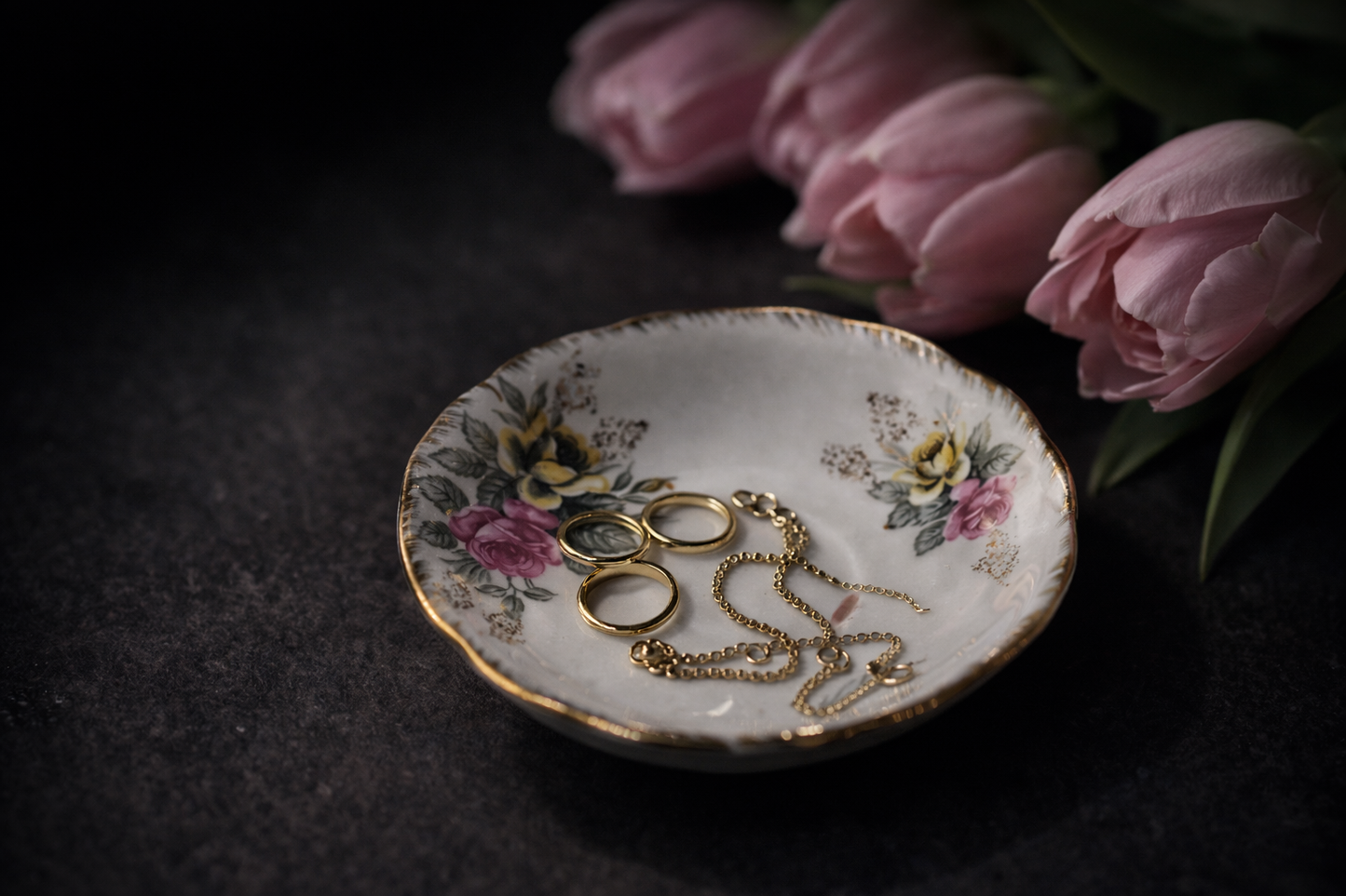 Floral Porcelain Trinket Tray - Violet