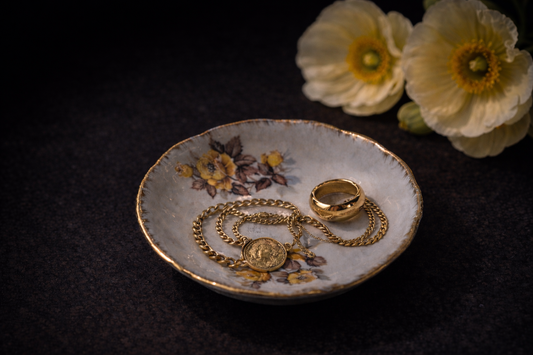 Floral Porcelain Trinket Tray - Sunshine