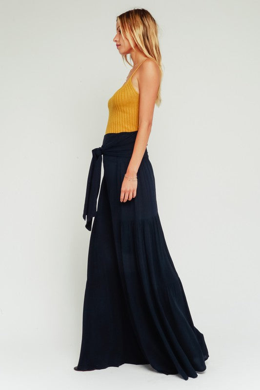 ROCCO TIE WAIST WIDE LEG PANTS