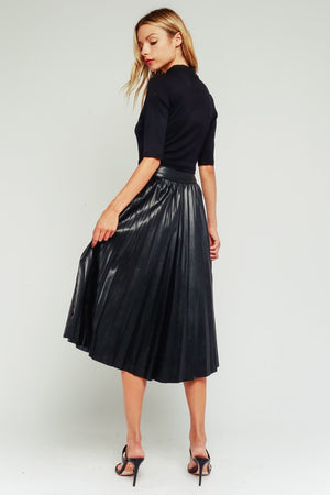 PAPILLION VEGAN LEATHER MIDI SKIRT