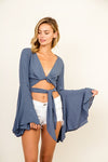 BELL SLEEVE CROP BLUE-