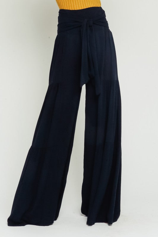 ROCCO TIE WAIST WIDE LEG PANTS