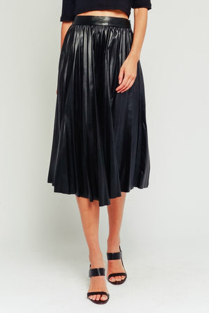 PAPILLION VEGAN LEATHER MIDI SKIRT