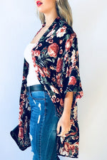 ROSE FLORAL PRINT KIMONO