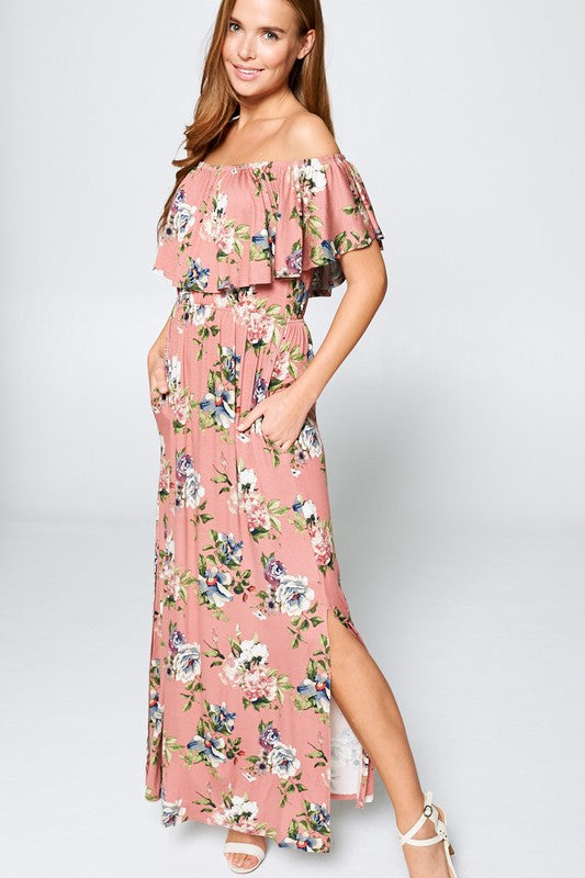 MYKONOS FLORAL MAXI DRESS IVORY