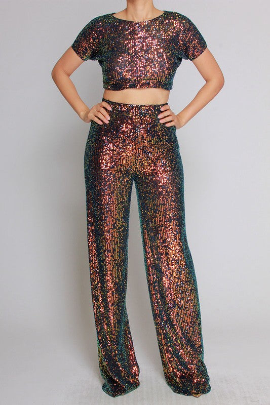 TIME TO PARTY SEQUIN CROP TOP