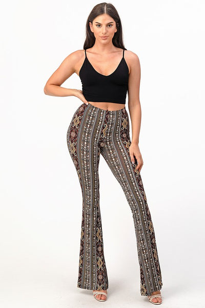 CAMMIE PRINTED FLARE PANTS CHAR – Function Fringe
