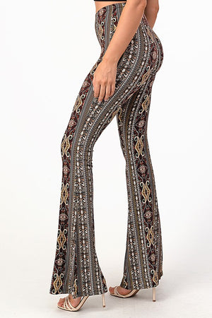 CAMMIE PRINTED FLARE PANTS CHAR