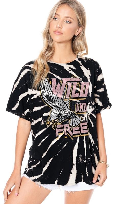 WILD AND FREE TIE DYE GRAPHIC TEE