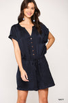 WE'LL ALWAYS HAVE PARIS SATIN ROMPER NAVY