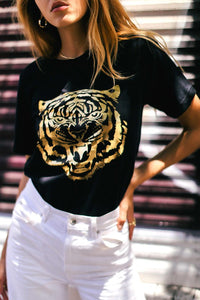 GOLD FOIL TIGER GRAPHIC TEE