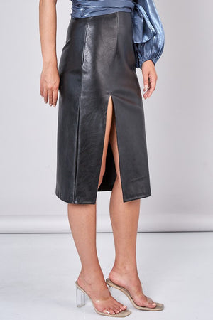 LILA VEGAN LEATHER PENCIL SKIRT