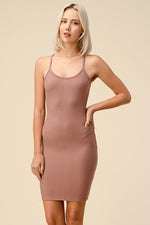 BARE IT BODYCON SLIIP DRESS COFFEE