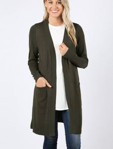 BERRY SOLID CARDIGAN OLIVE