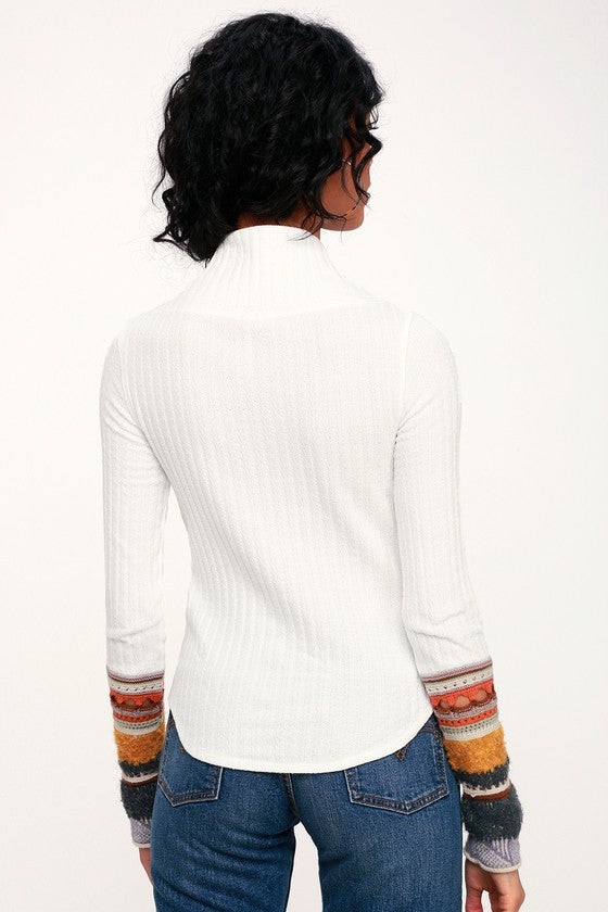 FREE PEOPLE MIXED CUFF TOP-