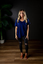DARIA V NECK TEE NAVY-