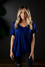 DARIA V NECK TEE NAVY-