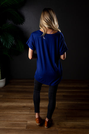 DARIA V NECK TEE NAVY-