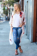 TALIA FLORAL KIMONO IVORY*