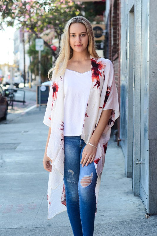TALIA FLORAL KIMONO IVORY*