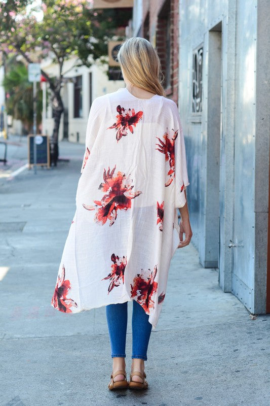 TALIA FLORAL KIMONO IVORY*