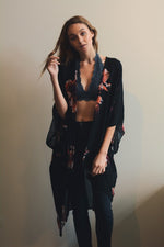 TALIA FLORAL KIMONO BLACK*