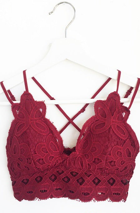 AXEL LACE STRAPPY BRALETTE RED