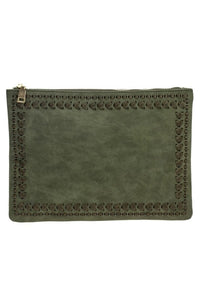 EVERLY STITCHED CLUTCH OLIVE