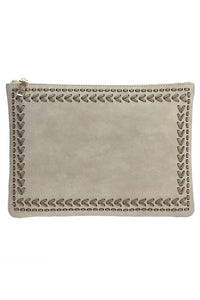 EVERLY STITCHED CLUTCH TAUPE