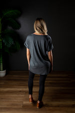 DARIA V NECK TEE CHARCOAL-