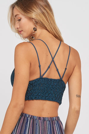 AXEL LACE STRAPPY BRALETTE TEAL