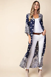 PRINTED KIMONO NAVY*