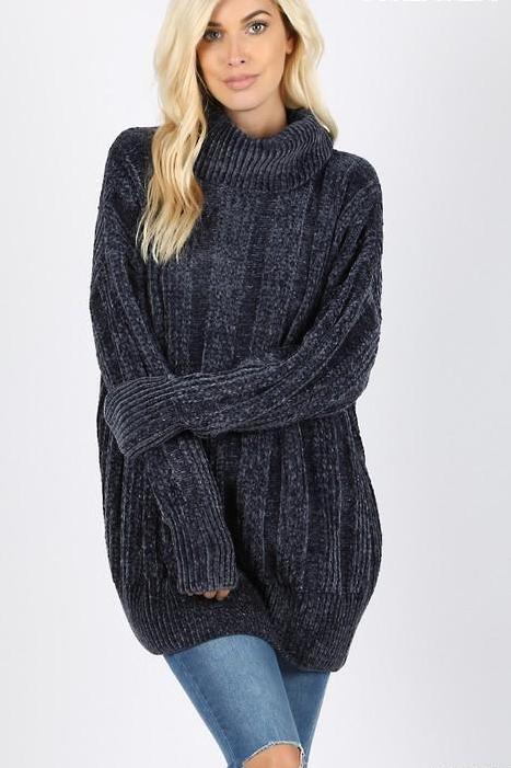 HAZEL CABLE PULLOVER NAVY*