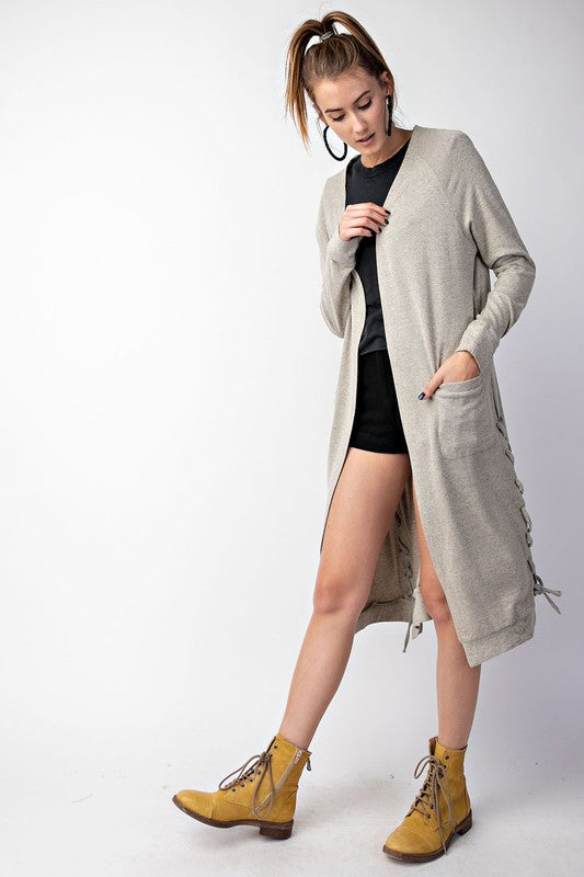 CAMILA LACE SIDE CARDI OATMEAL*