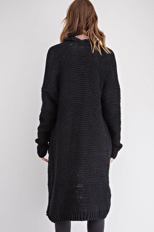 ROWAN BRAIDED CARDIGAN BLACK