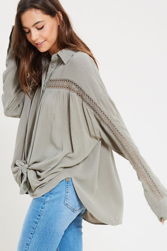 BECK BUTTON DOWN TOP OLIVE