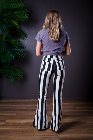 FLOAT ON STRIPE DENIM FLARES
