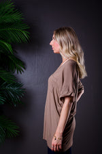 DARIA V NECK TEE TAUPE