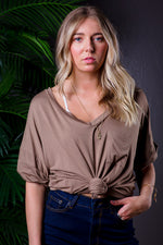DARIA V NECK TEE TAUPE