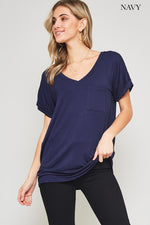 DARIA V NECK TEE NAVY-
