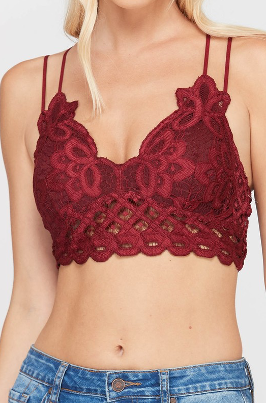 AXEL LACE STRAPPY BRALETTE BURGUNDY-