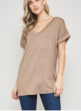 DARIA V NECK TEE TAUPE