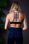 TATTOO MESH RACERBACK BRALETTE BLACK