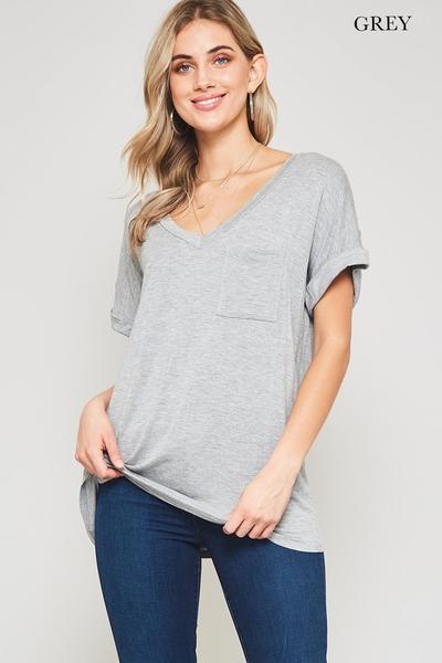 V neck tee grey