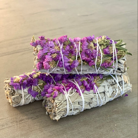 White Sage Sticks with Purple Flowers