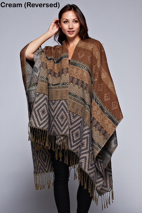 ZION REVERSIBLE PONCHO CREAM-