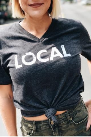 LOCAL V NECK TEE GREY-