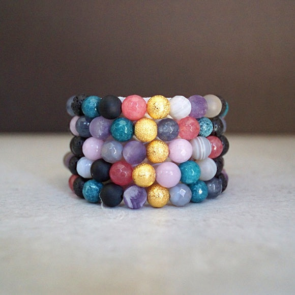 MIXED GEMSTONE DIFFUSER BRACELETS