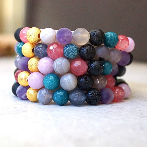 MIXED GEMSTONE DIFFUSER BRACELETS