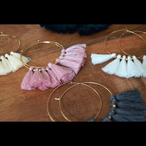 TASSEL HOOP EARRINGS